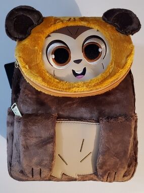 Loungefly Star Wars Wicket Plush Mini Backpack - Brown & Gold